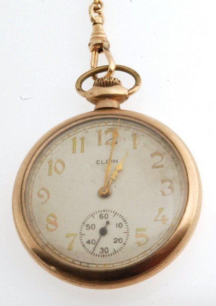 Antique Solid 14K Gold Open-Faced Pocket Watch by Elgin (1 of 4)