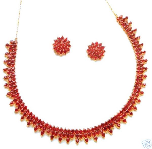 Exotic Ruby Necklace & Earring Stud Set (1 of 1)