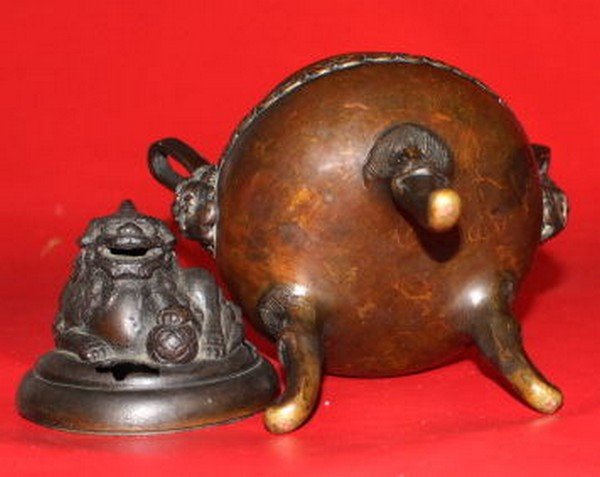 Ancient 17th Cty Chinese Bronze Tripod Censer with (1 of 7)