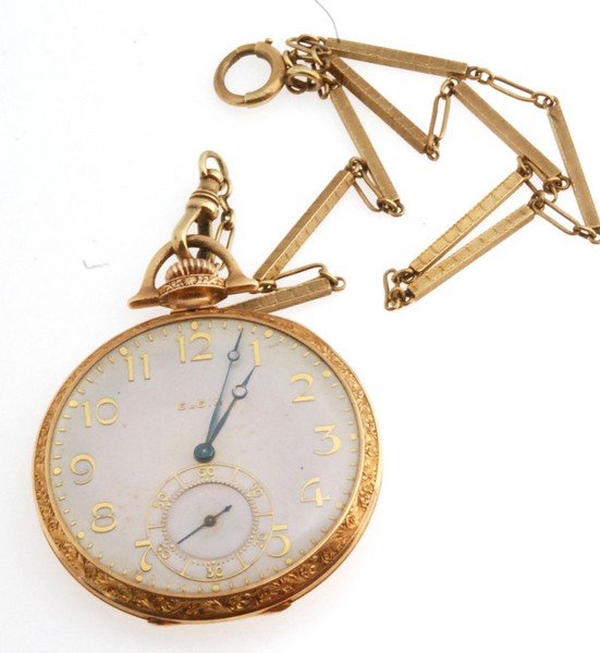 Antique 14K Solid Gold Elgin Open-Faced Pocket Watch (1 of 6)