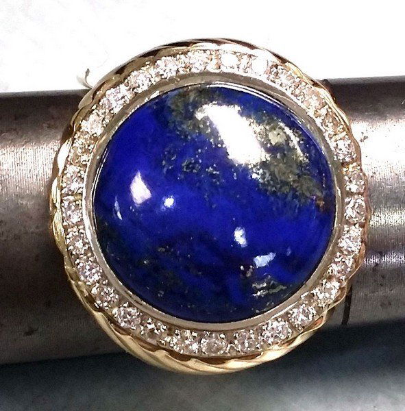Stunning Solid 14K Gold Blue Lapis Lazuli & Diamond (1 of 7)