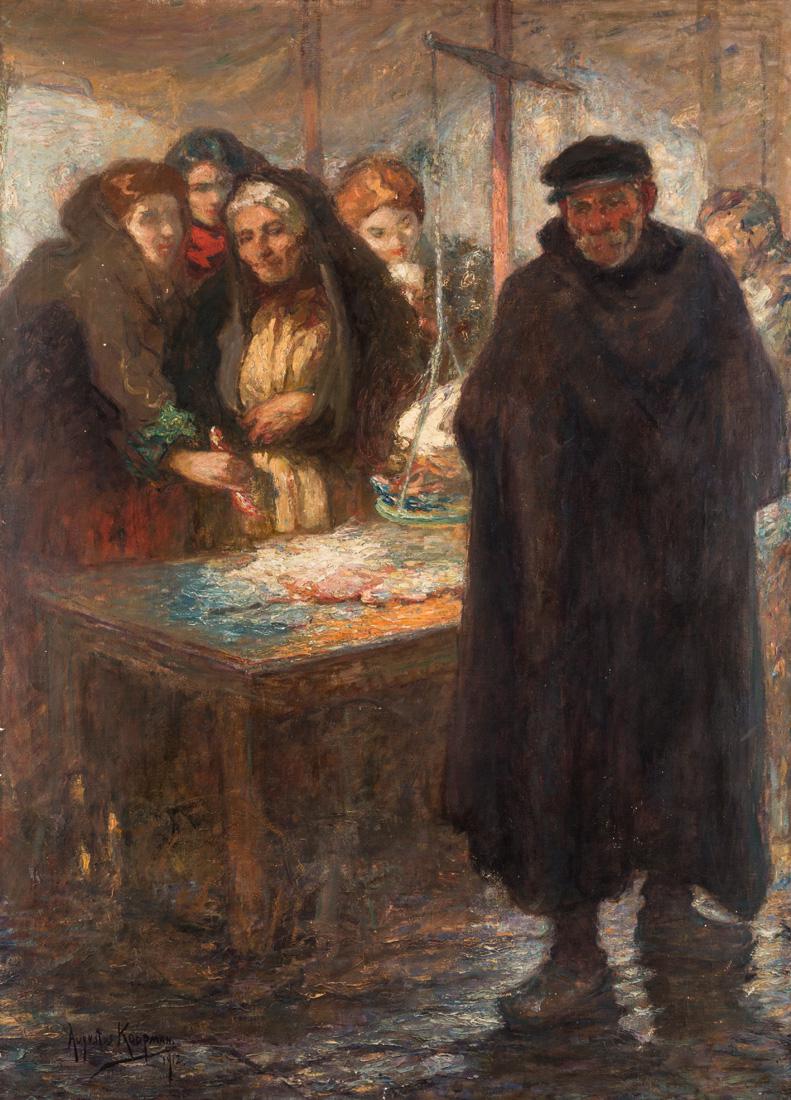 AUGUSTUS KOOPMAN (AMERICAN 1869-1914): AUGUSTUS KOOPMAN (AMERICAN 1869-1914) The Pariah, oil on canvas 205 x 146 cm. (80 3/4 x 57 1/2 in.) signed and dated lower left; inscribed with title on stretcher PROVENANCE Carnegie Institute, Pittsb