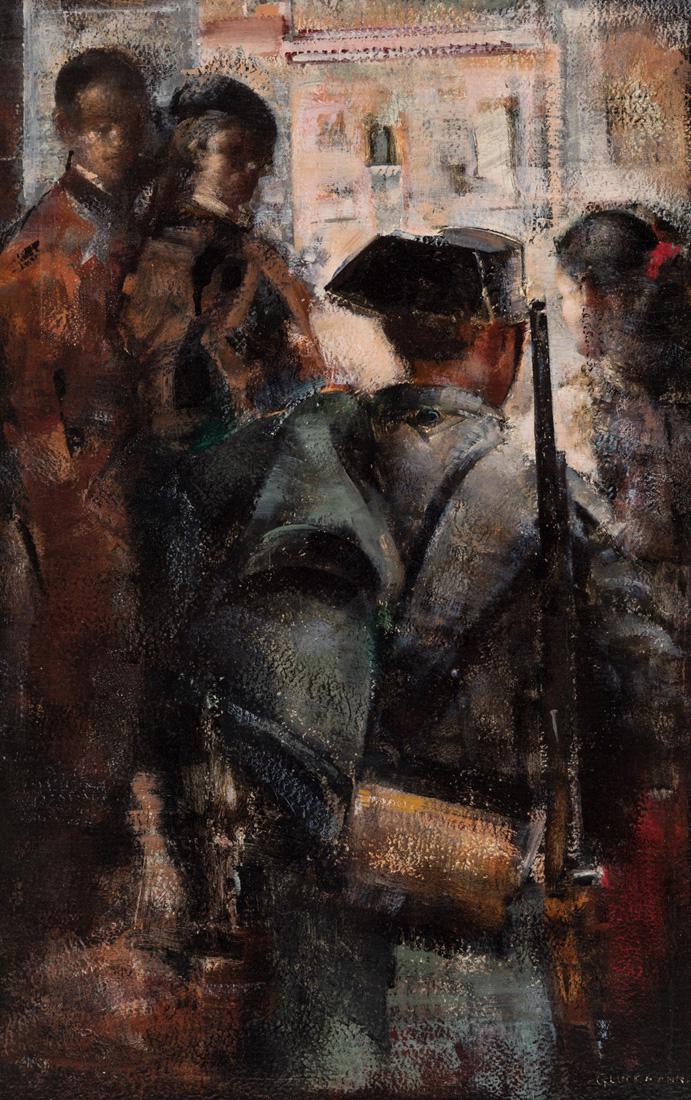 GRIGORY GLUCKMANN (RUSSIAN 1898-1973): GRIGORY GLUCKMANN (RUSSIAN 1898-1973) Spanish Mood, oil on panel 47 x 30.5 cm (18 1/2 x 12 in.) signed lower right PROVENANCE Dalzell Hatfield Galleries, Ambassador Hotel, Los Angeles (label on verso)