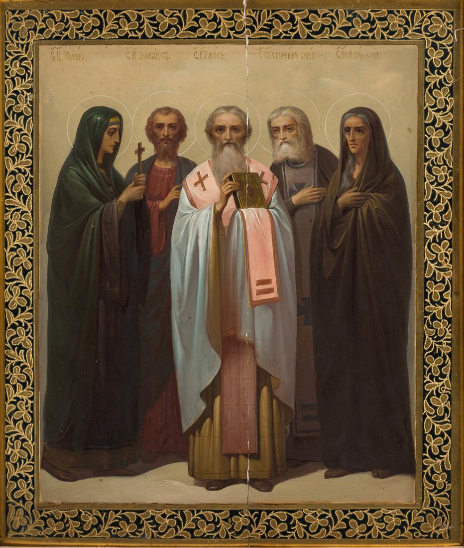 A RUSSIAN ICON OF SELECT SAINTS WITH KIOT, 19TH CENTURY (1 of 3)