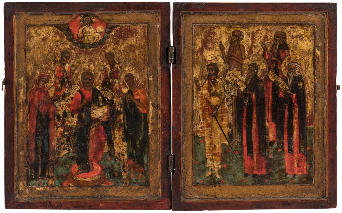 A RUSSIAN DYPTICH OF CHRIST PANTOCRATOR, 18TH CENTURY (1 of 3)