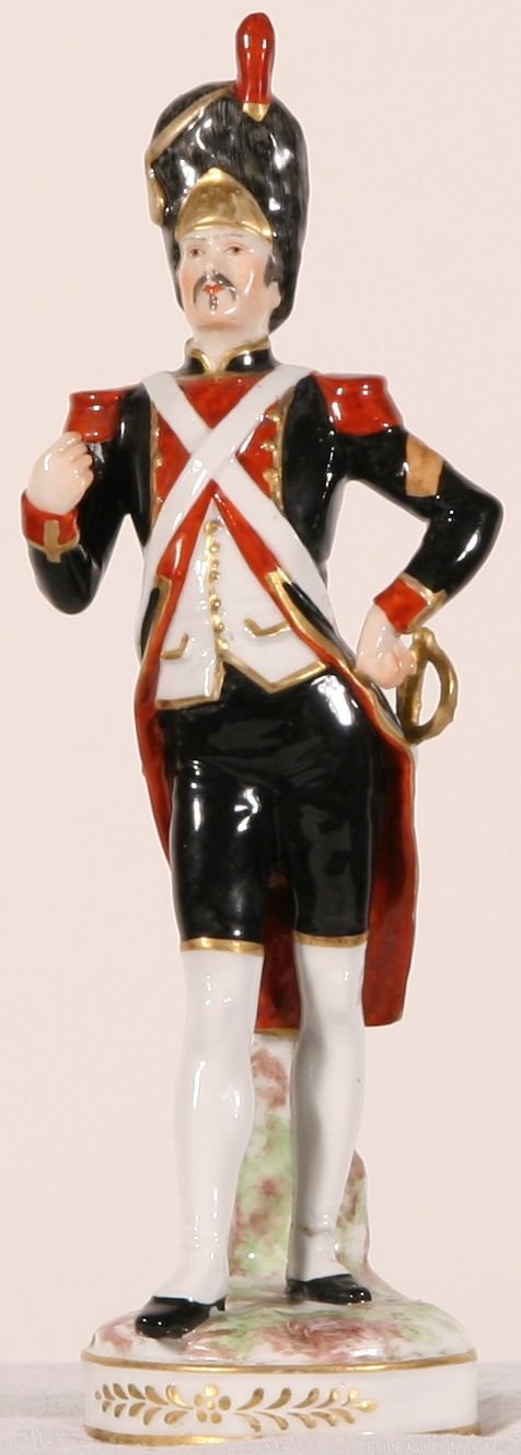 RUSSIAN Antique 19th C Porcelain Figure Soldier: RUSSIAN 19TH CENTURY, "A Soldier," painted porcelain, 8 1/2 in. (21.6 cm), factory mark on base. ---------- Please note: 1) Ebay allows you to bid live in real time on this item or leave an absentee b