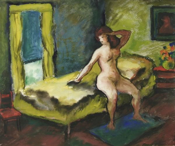 ERIC LUNDGREN B1906 Oil Painting Nude: ERIC LUNDGREN (AMERICAN B1906), "Morning Light", mixed media, 12 x 14 in. (30.5 x 35.6 cm.), signed lower right, titled lower left ---------- Please note: 1) Ebay allows you to bid live in real time o