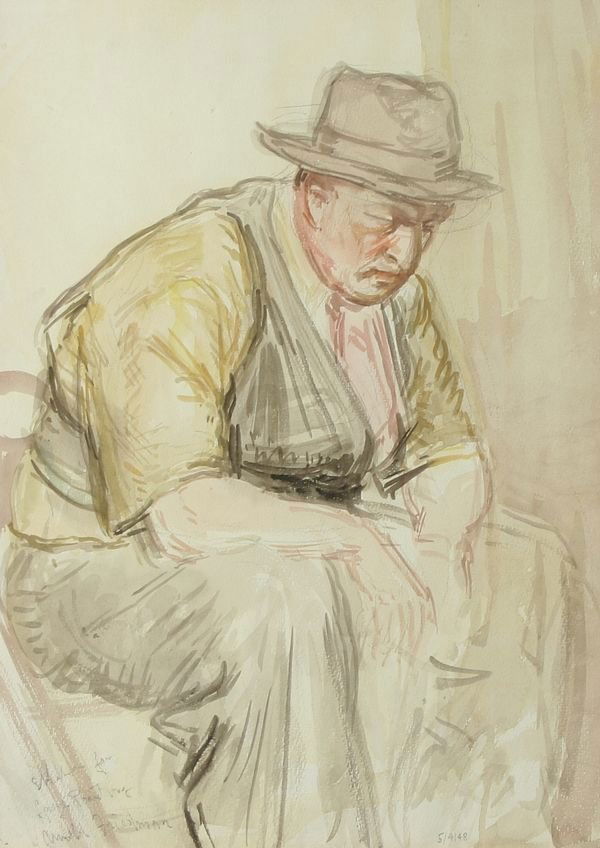 ARNOLD FRIEDMAN Watercolor Painting 1948: ARNOLD FRIEDMAN (AMERICAN 20TH CENTURY), "Sketch for Large Painting," 1948, watercolor, 18 x 13 in. (45.7 x 33.02 cm.), signed lower left. ---------- Please note: 1) Ebay allows you to bid live in rea