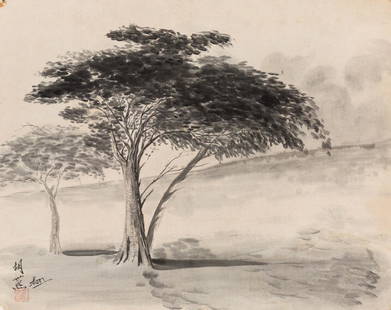 HU SHI XI (CHINESE B. 1905): HU SHI XI (CHINESE B. 1905) Trees, ink on paper 48 x 60.8 cm (18 7/8 x 23 15/16 in.) signed lower left PROVENANCE Collection of the Ambassador for the Republic of China, Mr. Hu Shi Xi thence by