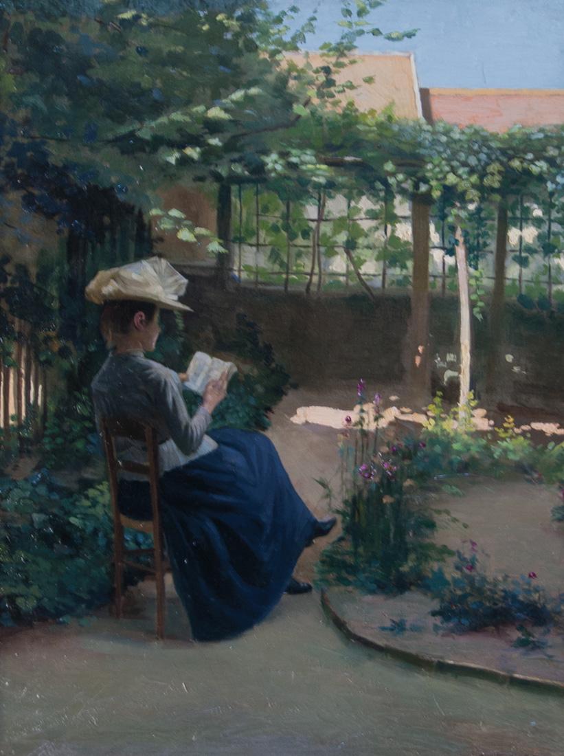 ERNEST ANGE DUEZ (FRENCH 1843-1896): ERNEST ANGE DUEZ (FRENCH 1843-1896) Suzanne Hoschede au Jardin, oil on panel 41.2 cm x 31.7 cm (16 1/4 x 12 1/2 in.) signed lower right LOT NOTES Suzanne Hoschede was the stepdaughter and favorite mod