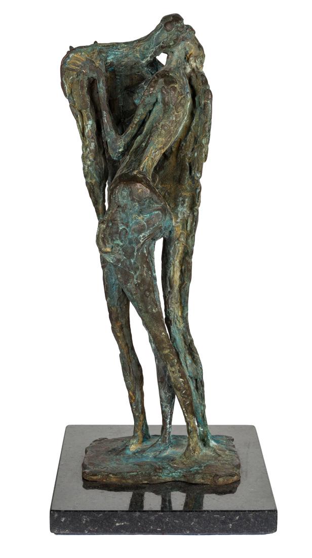 ANTONIO PUJIA (ARGENTINIAN B. 1929): ANTONIO PUJIA (ARGENTINIAN B. 1929) Lovers, bronze with light green patina height: 38 cm (15 in.) without base signed on base, with Buchhass foundry mark PROVENANCE Estate of a Prominent Chicago Phys