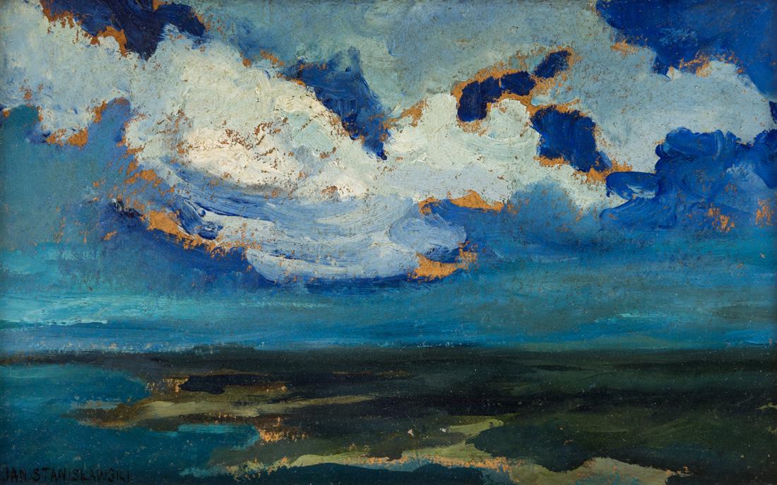 JAN STANISLAWSKI (POLISH 1860-1907): JAN STANISLAWSKI (POLISH 1860-1907) Landscape with River, oil on board 16 x 23.8 cm (6 1/4 x 9 3/8 in.) signed lower left