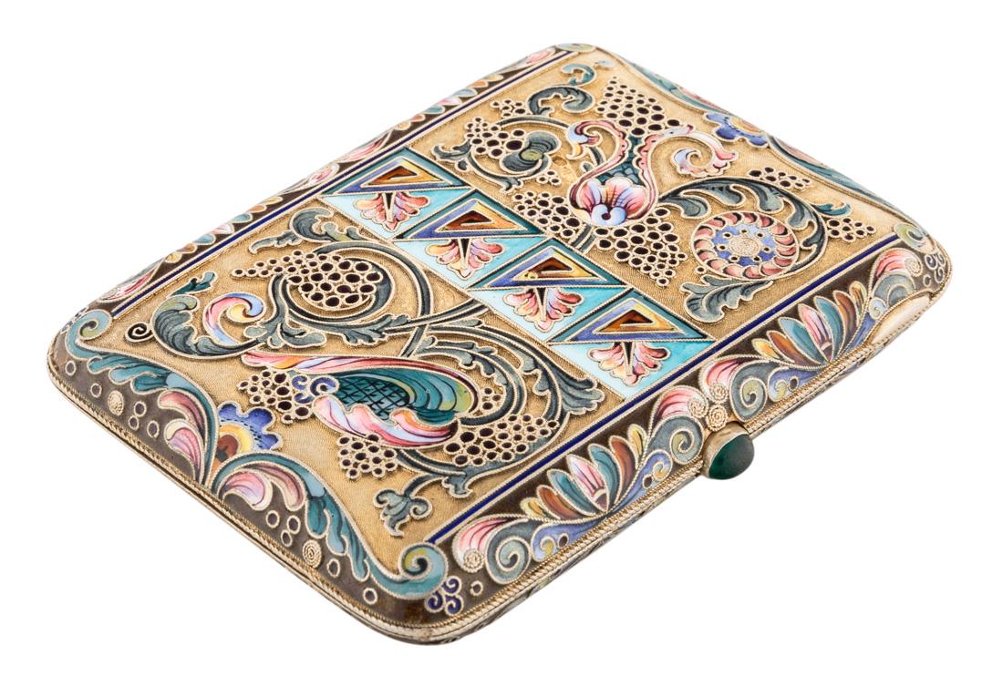 RUSSIAN GILDED SILVER AND SHADED ENAMEL CIGARETTE CASE (1 of 4)