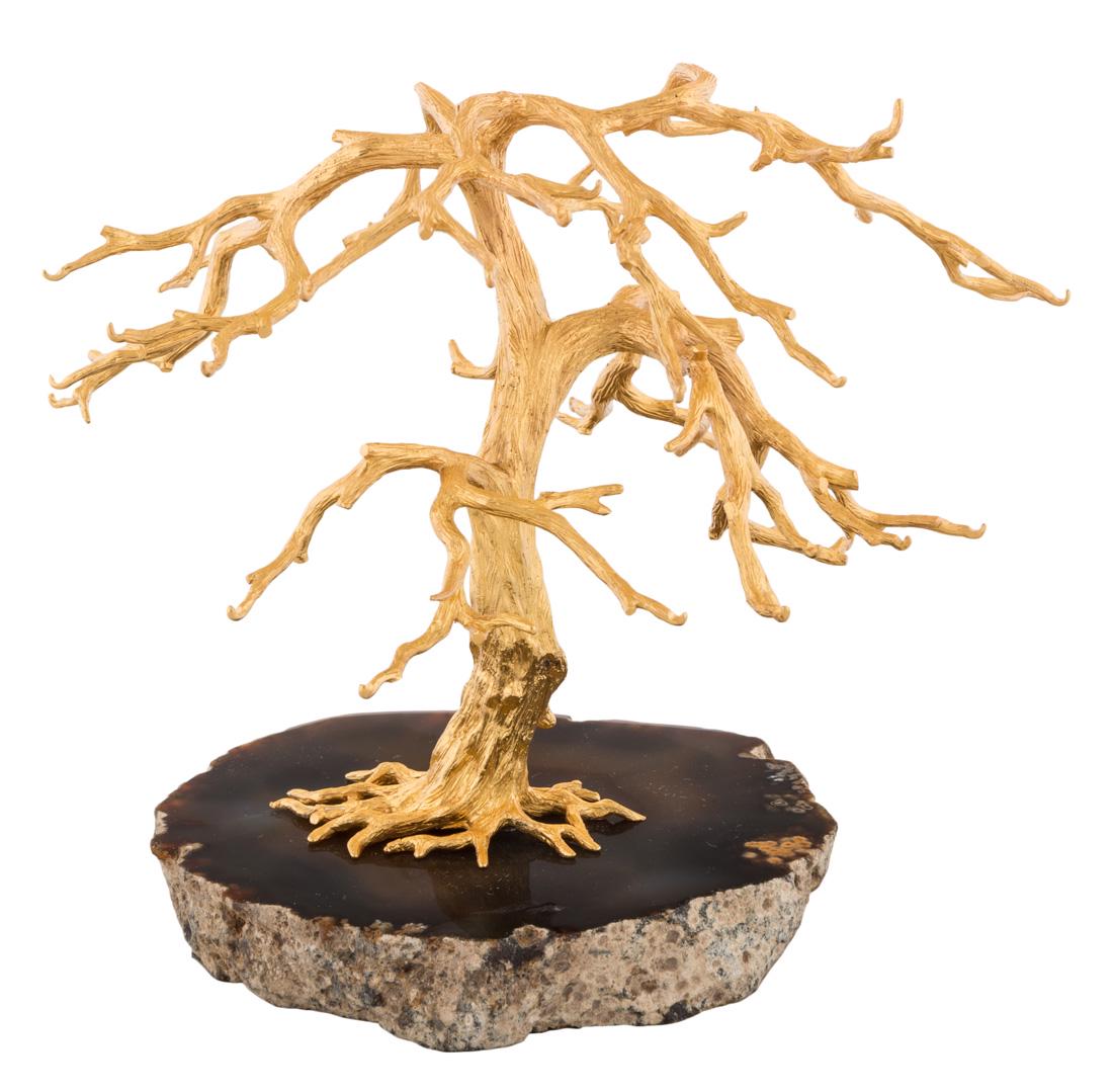 A RUSSIAN SILVER-GILT TREE ON ONYX GROUND, WORKMASTER (1 of 4)
