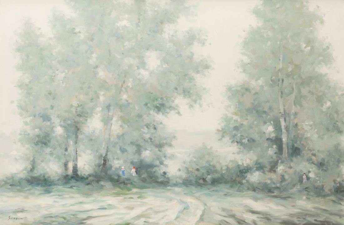 ANDRE GISSON (AMERICAN 1921-2003): ANDRE GISSON (AMERICAN 1921-2003) In the Forest, oil on canvas 61 x 92 cm (24 x 36 in.) signed lower left LOT NOTES The Impressionist painter Andre Gisson was born in Brooklyn in 1921, as Anders Gitte