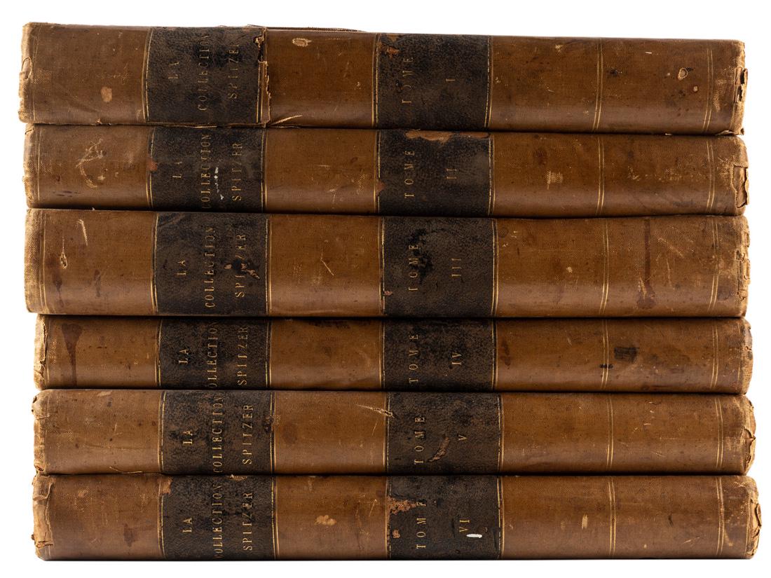 A COMPLETE SET OF LA COLLECTION SPITZER, 1890-1892: A COMPLETE SET OF LA COLLECTION SPITZER, 1890-1892 LA COLLECTION SPITZER. ANTIQUITE - MOYEN AGE - RENAISSANCE, vol. I-VI of VI (Paris: La Maison Quantin, 1890-1892). Folio (510 x 380 mm). Edition 468 