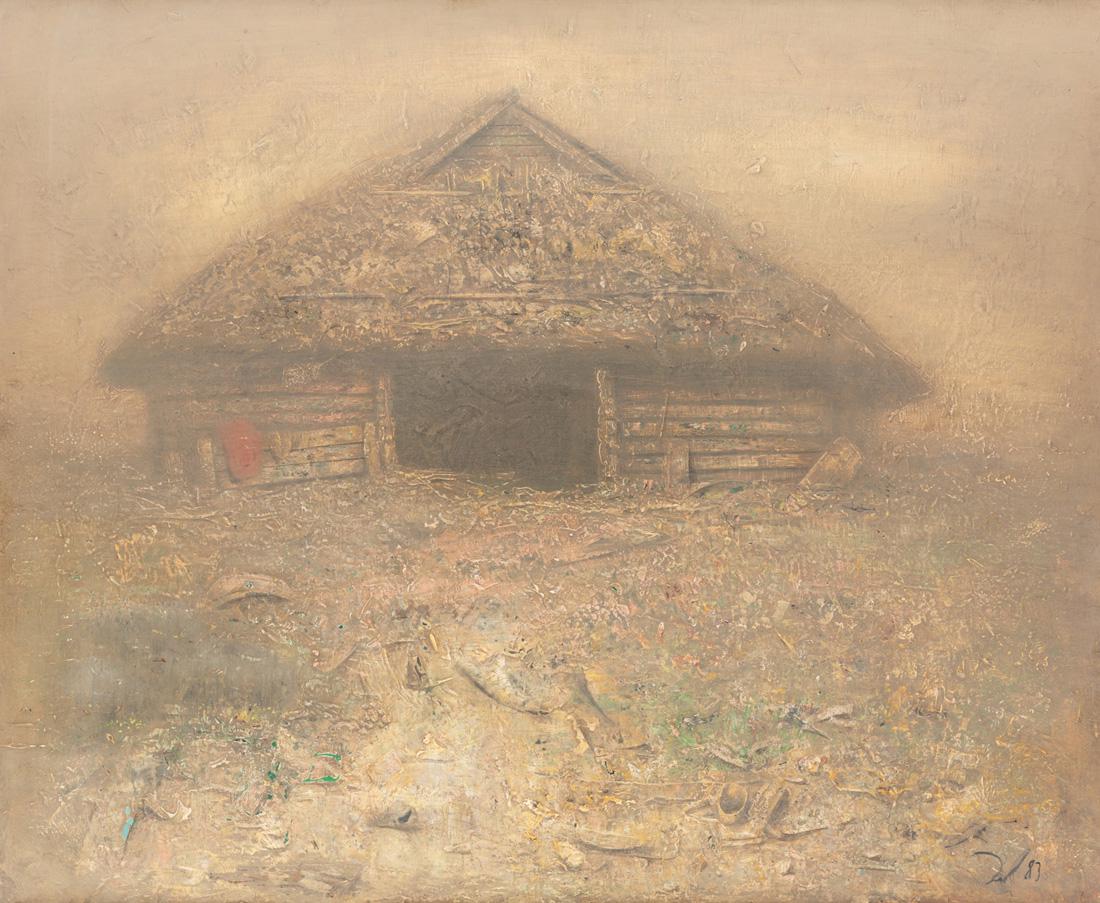 BORIS ABRAMOVICH ZABOROV (RUSSIAN B.1935): BORIS ABRAMOVICH ZABOROV (RUSSIAN B.1935) Dacha, 1983 acrylic on canvas 60 x 73 cm (23 5/8 x 28 3/4 in.) signed and dated lower right PROVENANCE Claude Bernard Gallery, New York (label on stretcher)