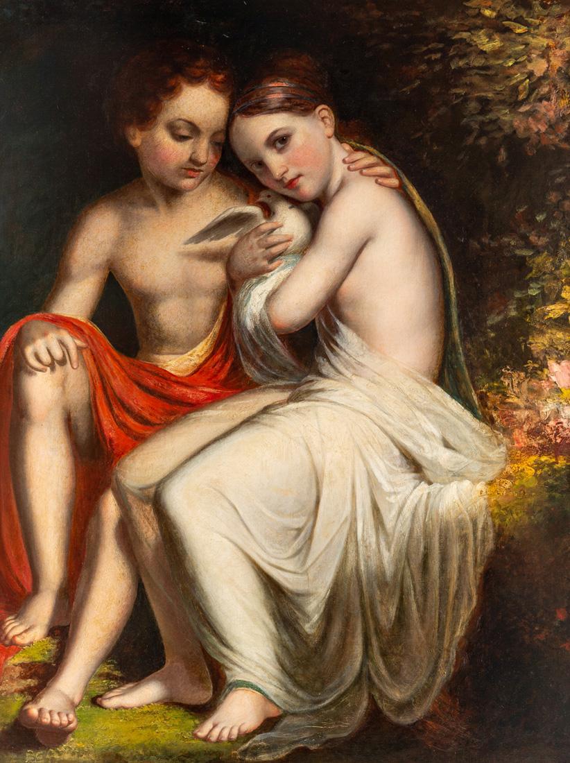 SCHOOL OF BENJAMIN WEST (AMERICAN 1738-1820): SCHOOL OF BENJAMIN WEST (AMERICAN 1738-1820) Innocence, oil on canvas 111.5 x 84.5 cm (43 7/8 x 33 1/4 in.) LOT NOTES SCHOOL OF BENJAMIN WEST Benjamin West was a major American artist, born on O