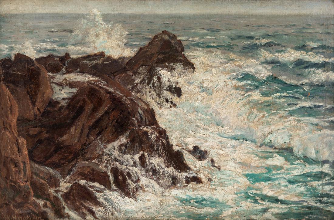 WARTAN MAHOKIAN (ARMENIAN, 1869-1937): WARTAN MAHOKIAN (ARMENIAN, 1869-1937) La pointe du Raz, oil on canvas 35.5 x 51 cm (14 x 20 in.) signed lower left PROVENANCE From the Collection of a prominent Armenian-American Family