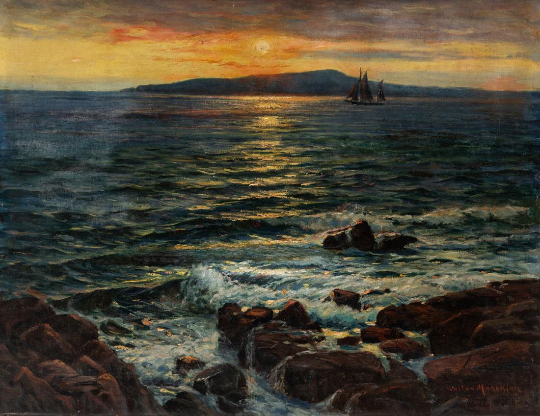 WARTAN MAHOKIAN (ARMENIAN, 1869-1937): WARTAN MAHOKIAN (ARMENIAN, 1869-1937) Sunset on the Sea, oil on canvas 49.5 x 63.5 cm (19 1/2 x 25 in.) signed lower right PROVENANCE Boisgirard, Paris, April 23, 1998, lot 73 Collection of a promin