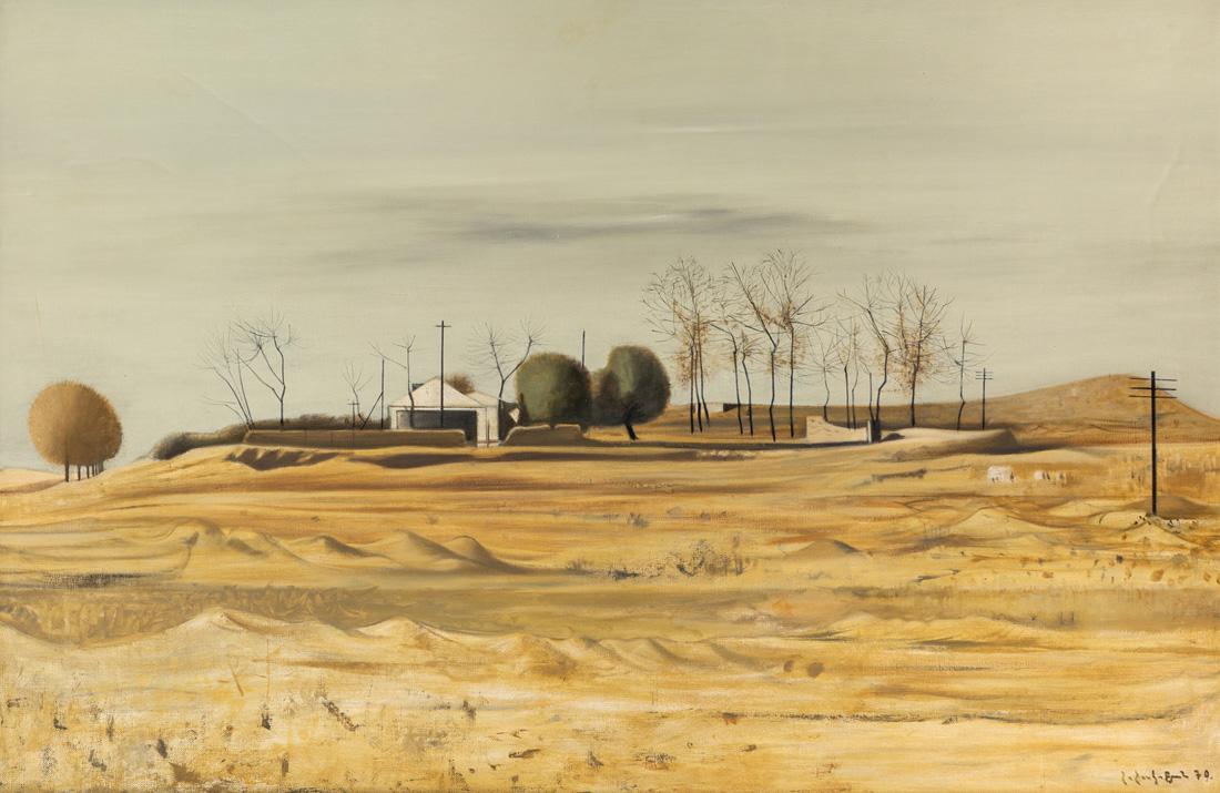 HAGOP HAGOPIAN (ARMENIAN 1923-2013): HAGOP HAGOPIAN (ARMENIAN 1923-2013) Vicinity of the Village, 1970 oil on canvas 92 x 139.5 cm (36 1/4 x 54 7/8 in.) signed and dated lower right PROVENANCE From the Collection of a prominent Armenian-