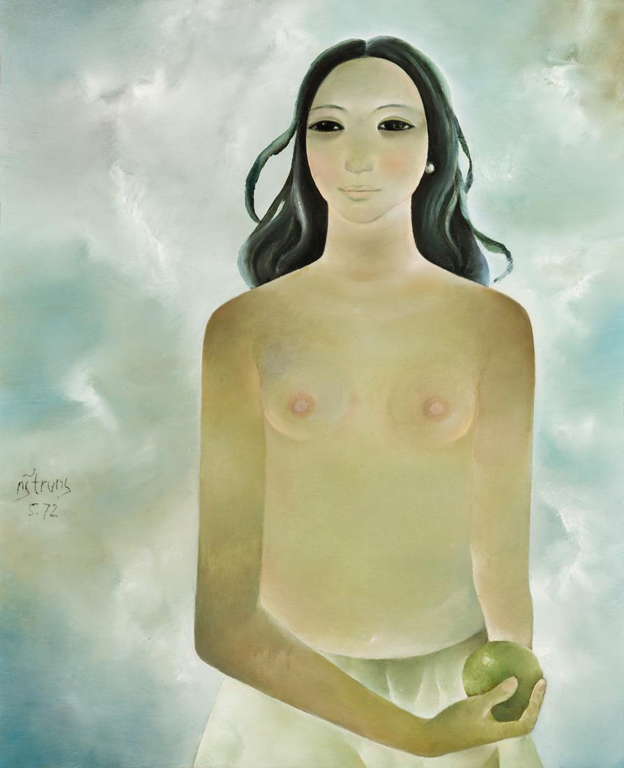 NGUYEN TRUNG (VIETNAMESE B. 1940): NGUYEN TRUNG (VIETNAMESE B. 1940) Eva, 1972 oil on canvas 79.7 x 65.3 cm (31 3/8 x 25 3/4 in.) signed and dated center left PROVENANCE Collection of Dr. Tuan Anh Nguyen, former Minister of Finance of