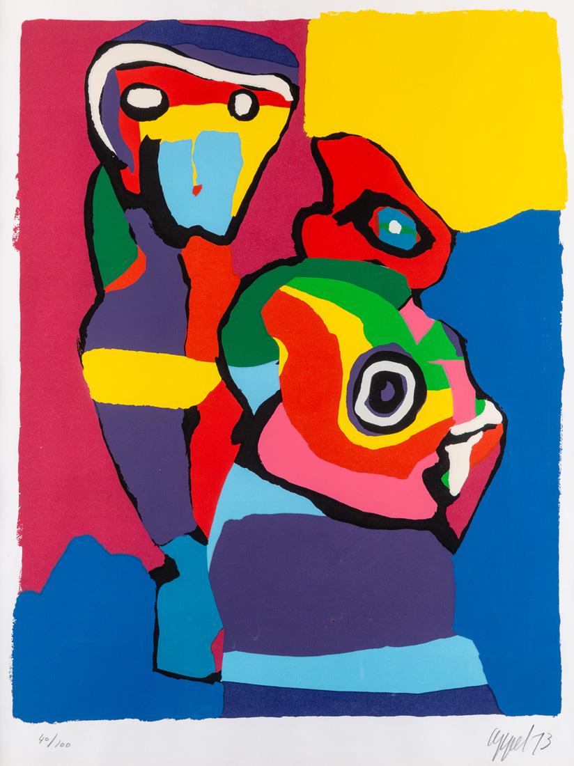 KAREL APPEL (DUTCH 1921-2006): KAREL APPEL (DUTCH 1921-2006) Composition, 1973 lithograph plate mark: 66.5 x 51.5 cm (26 1/8 x 20 1/4 in.) signed and dated lower left, inscribed with edition 40/100 lower right
