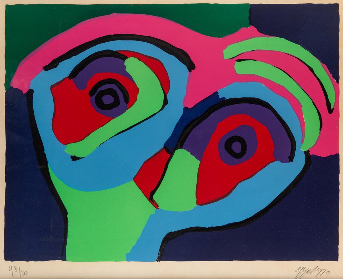 KAREL APPEL (DUTCH 1921-2006): KAREL APPEL (DUTCH 1921-2006) Face, 1970 lithograph plate mark: 50.5 x 66 cm (19 7/8 x 26 in.) signed and dated lower left, inscribed with edition 66/150 lower right