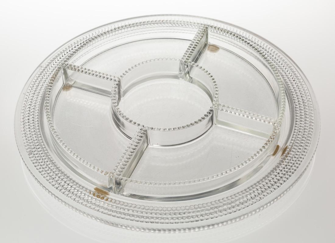 A LALIQUE NIPPON HORS D'OEUVRES SET, CIRCA 1932: A LALIQUE NIPPON HORS D'OEUVRES SET, CIRCA 1932 diameter: 34.3 cm (13 1/2 in.) PROVENANCE Collection of a prominent Armenian-American Family