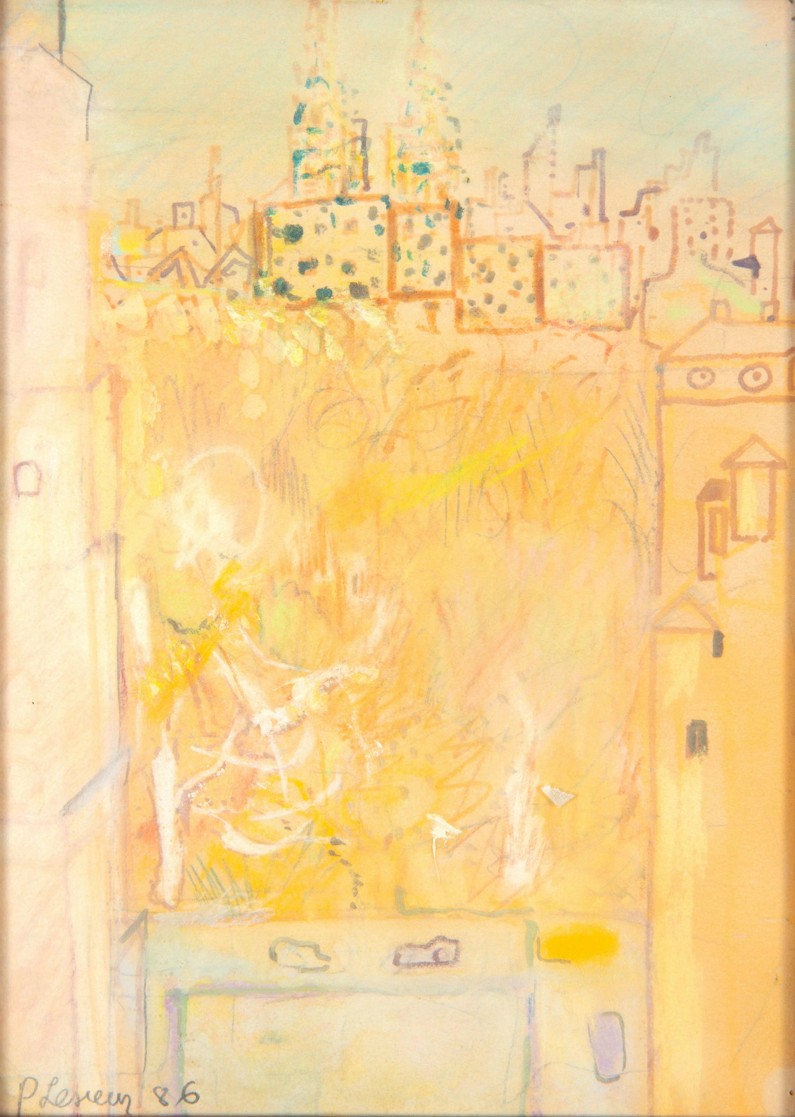 PIERRE LESIEUR (FRENCH 1922-2011) New York , 1986: PIERRE LESIEUR (FRENCH 1922-2011)New York, 1986 pastel on paper signed and dated lower left sheet dimensions: 24.5 x 18 cm (9 5/8 x 7 in.), framed dimensions: 27 x 20.5 cm (10 5/8 x 8 in.) PROVENANCE