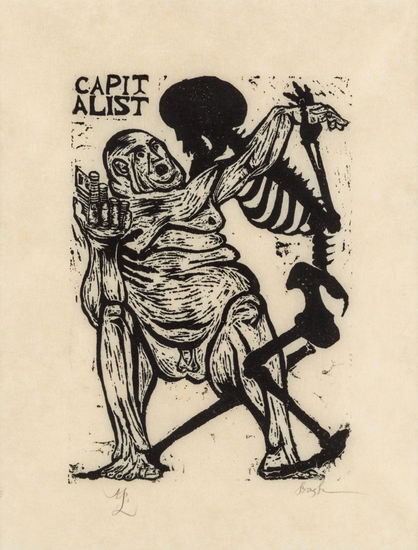 LEONARD BASKIN (AMERICAN 1922-2000), Capitalist (Dancin: LEONARD BASKIN (AMERICAN 1922-2000) Capitalist, engraving on paper 28 x 21.5 cm (11 x 8 1/2 in., sight) signed lower right