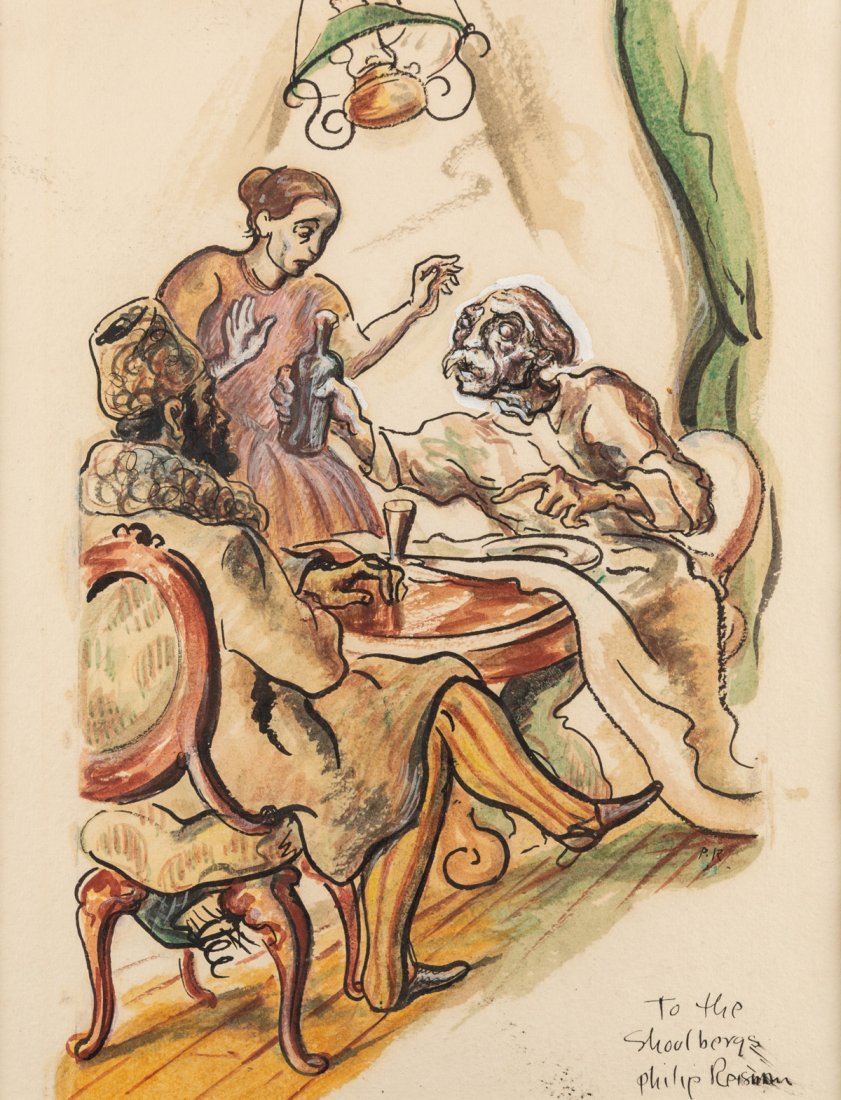 PHILIP REISMAN (POLISH-AMERICAN 1904-1992), Caricature: PHILIP REISMAN (POLISH-AMERICAN 1904-1992) Portrait of Life in Czarist Russia, pastel, watercolor, and ink on paper 28 x 21.2 cm (11 x 8 3/8 in., sight) signed lower right and inscribed "To the Shoulb