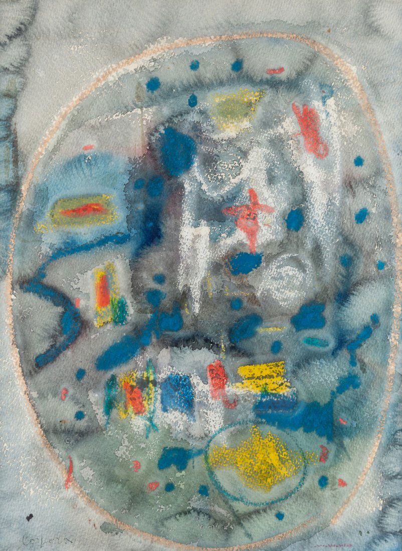ANTONIO CORPORA (ITALIAN 1909-2004), Abstract with Larg: ANTONIO CORPORA (ITALIAN 1909-2004) Abstract Watercolor, watercolor on paper 38.5 x 36 cm (15 1/8 x 14 1/8 in., sight) signed lower left