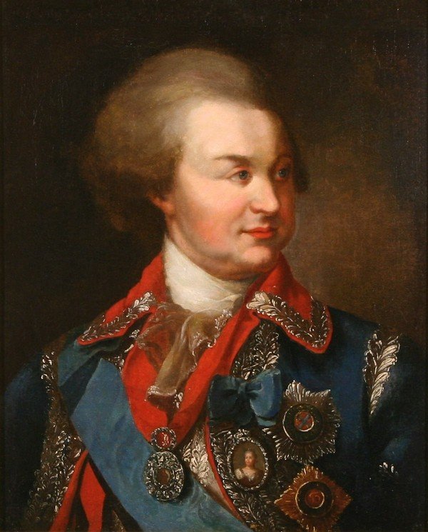 ANTIQUE 19THC RUSSIAN OIL PAINTING POTEMKIN: RUSSIAN 19TH CENTURY, "Portrait of Prince Grigory Potemkin," after the engraving by James Walker of 1789, engraver to the Empress Catherine the Great, oil on canvas, 65 x 52.5 cm (25 1/2 x 20 5/8 in.)