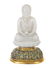 A CHINESE WHITE JADE FIGURE OF BUDDHA SHAKYAMUNI WITH