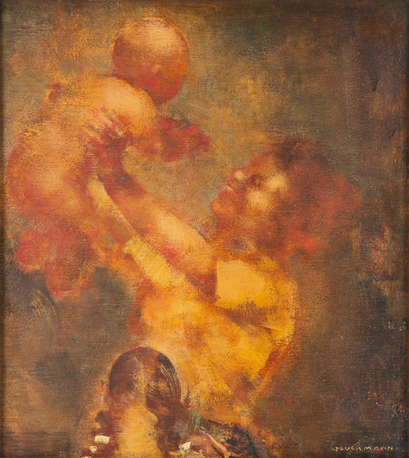GRIGORY GLUCKMANN (RUSSIAN 1898-1973): GRIGORY GLUCKMANN (RUSSIAN 1898-1973) Mother oil on panel 38 x 34.2 cm (15 x 13 1/2 in.) signed lower right PROVENANCE Dalzell Hatfield Galleries, Los Angeles (label on verso) CONDITION O