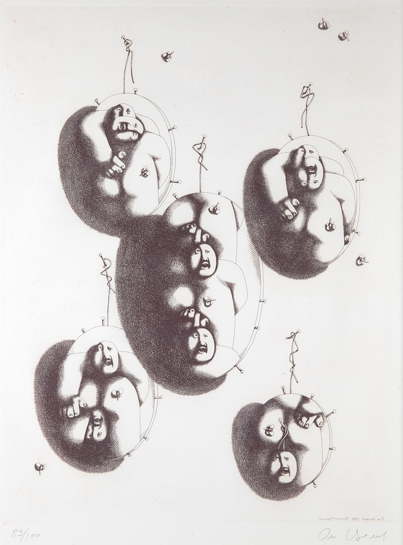 OLEG TSELKOV (RUSSIAN B. 1934): OLEG TSELKOV (RUSSIAN B. 1934) Demonstration, 1976 etching plate mark: 68.5 x 51 cm (27 x 20 in.) signed, dated and titled in plate lower right, signed lower right, inscribed with edition 83/100 lower