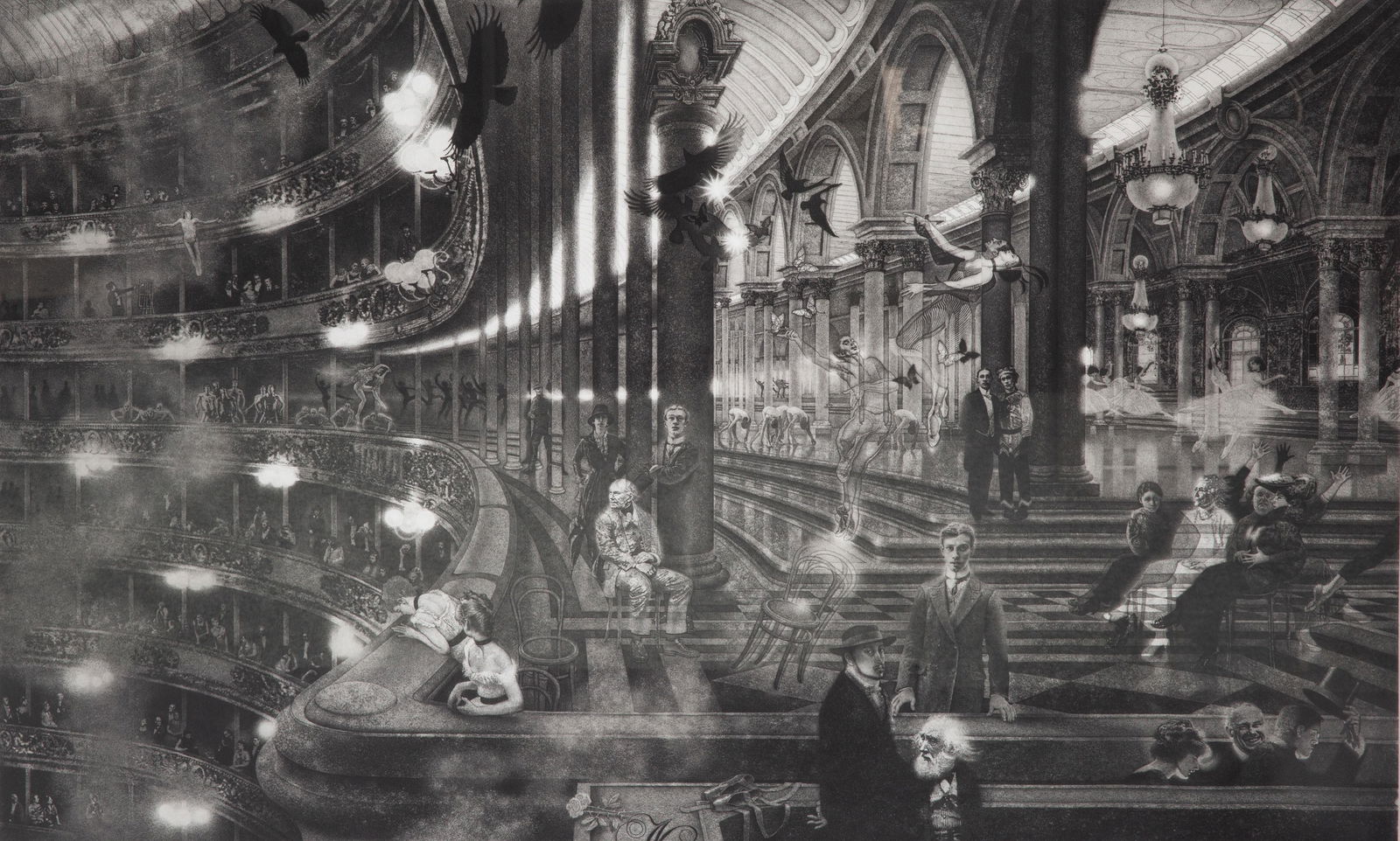 PETER MILTON (B. 1930): PETER MILTON (B. 1930) Points of Departure II: Nijinsky Variations, 1996 resist ground etching and engraving on BFK Rives paper 60 x 95 cm (23 1/2 x 37 1/4 in.)[plate] 63.5 x 99 (25 x 39 in.)[full mar