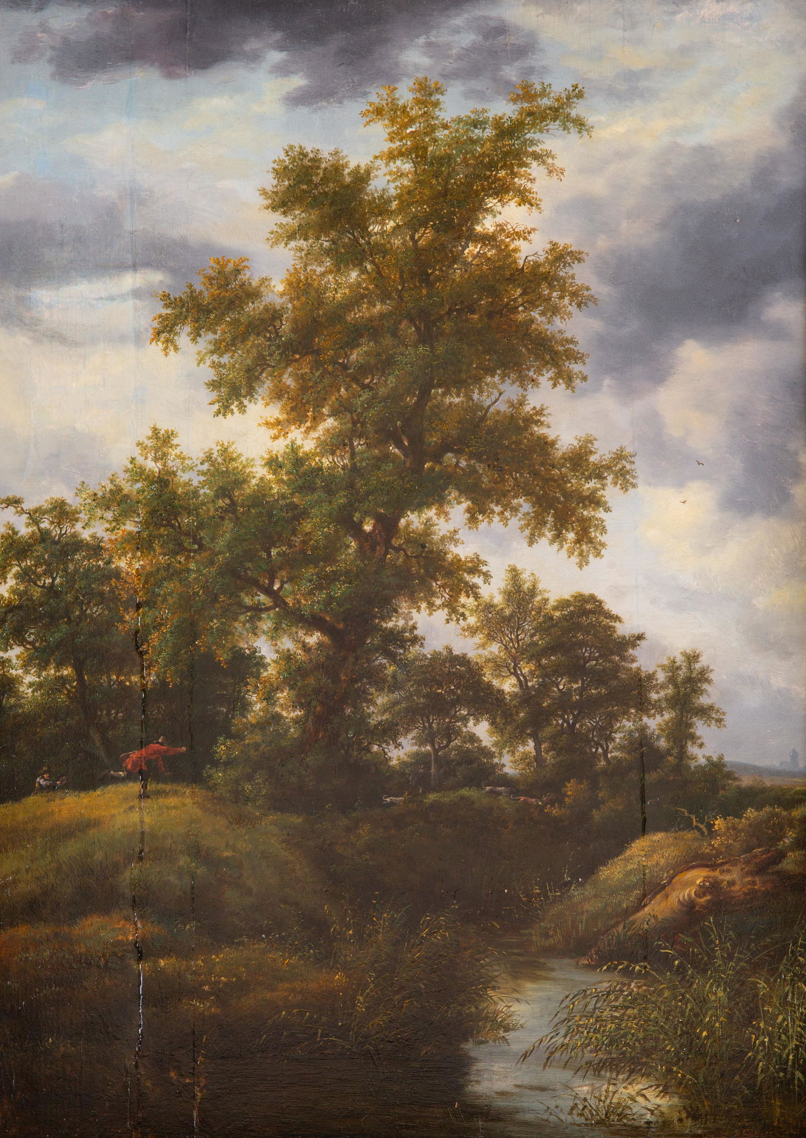 JAN WIJNANTS (DUTCH 1632-1684): JAN WIJNANTS (DUTCH 1632-1684) Heading to Town, oil on panel 63 x 47 cm (25 x 18 1/2 in.) CONDITION Observed in frame. Craquelure visible along the right side of the tree and in the sky. Inspection un