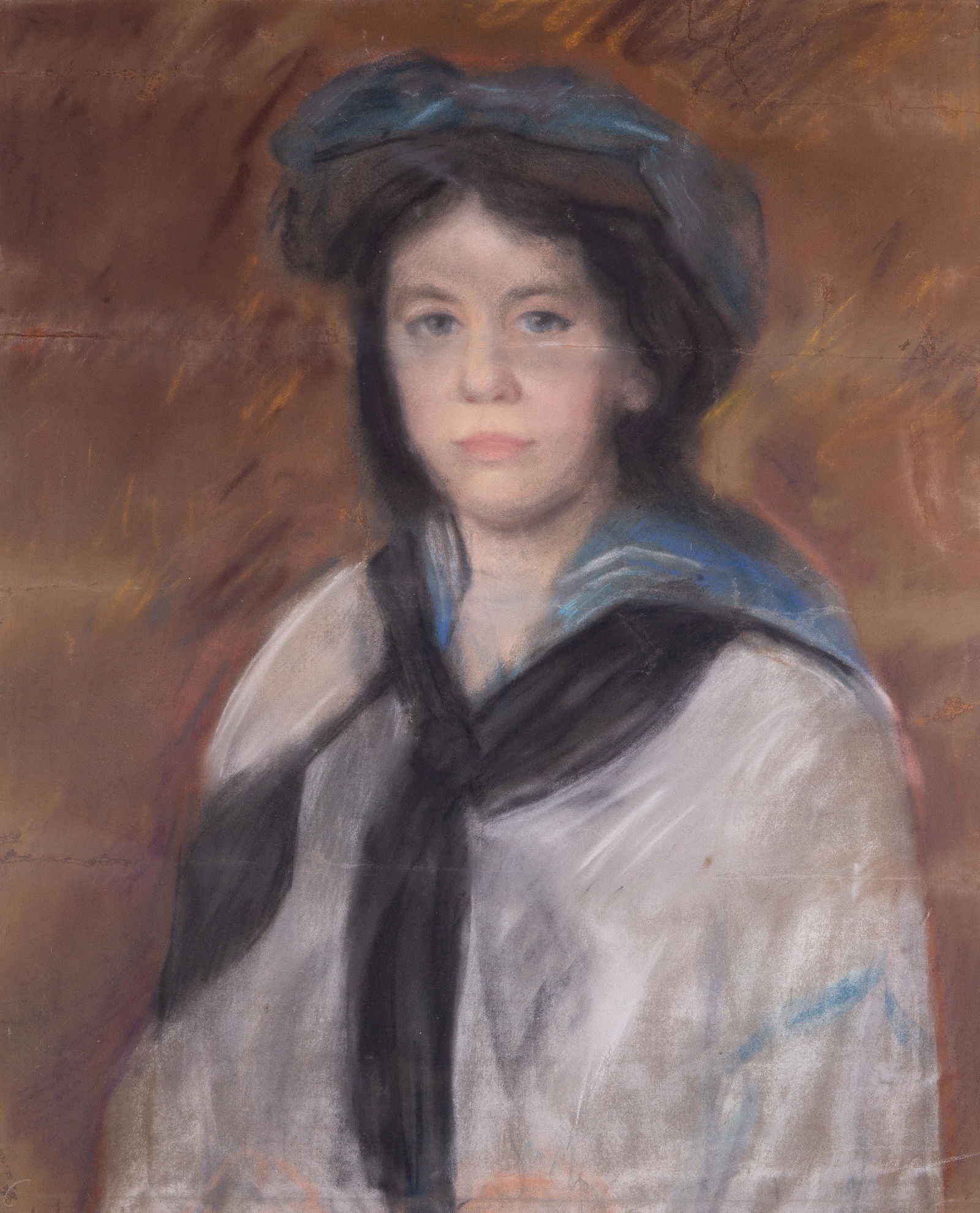 CHARLES WEBSTER HAWTHORNE (AMERICAN 1872-1930): CHARLES WEBSTER HAWTHORNE (AMERICAN 1872-1930) Portrait of a Young Girl, pastel on paper 58 x 48 cm (23 x 19 in.) LOT NOTES The 7 Santini Brothers, NYC inc. export packing label on verso.
