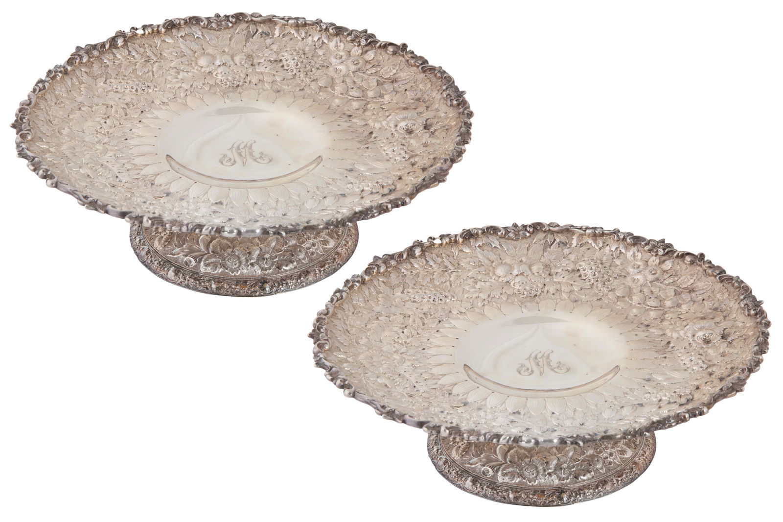 A PAIR OF AMERICAN STERLING SILVER 'FLOWER AND FERN' (1 of 2)