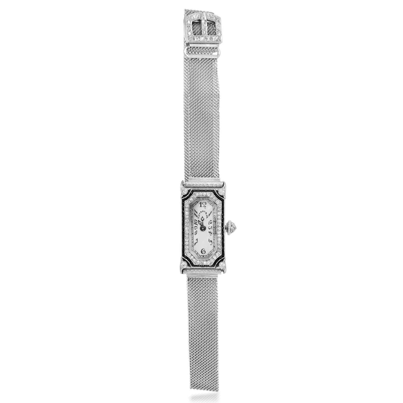 A TIFFANY & CO. DIAMOND AND PLATINUM WRISTWATCH, CIRCA (1 of 5)