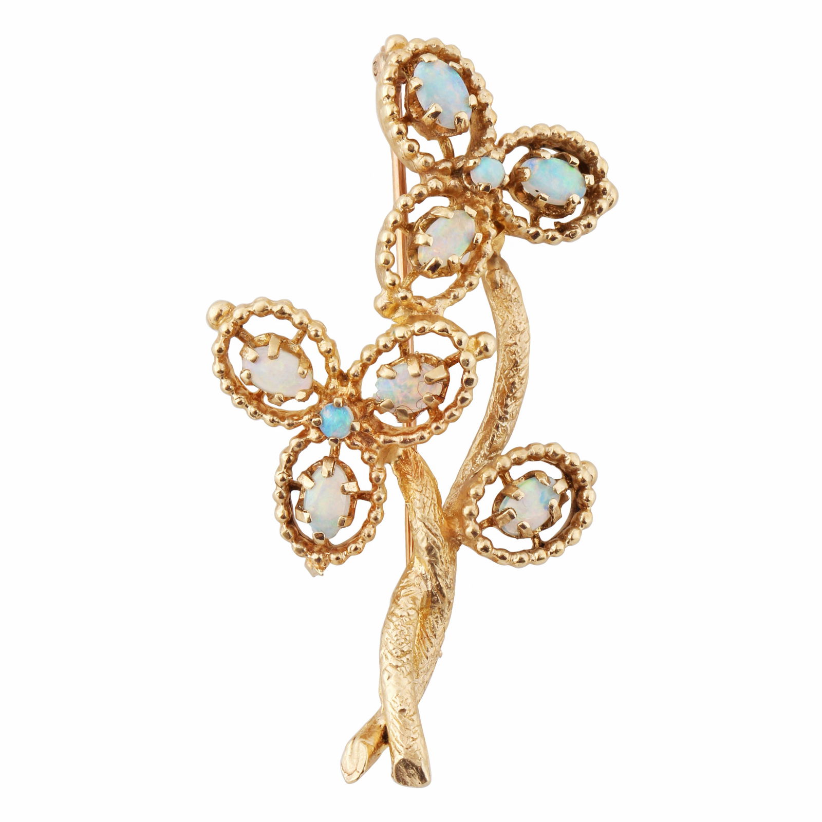 14K GOLD FLORAL BROOCH WITH OPAL (1 of 3)