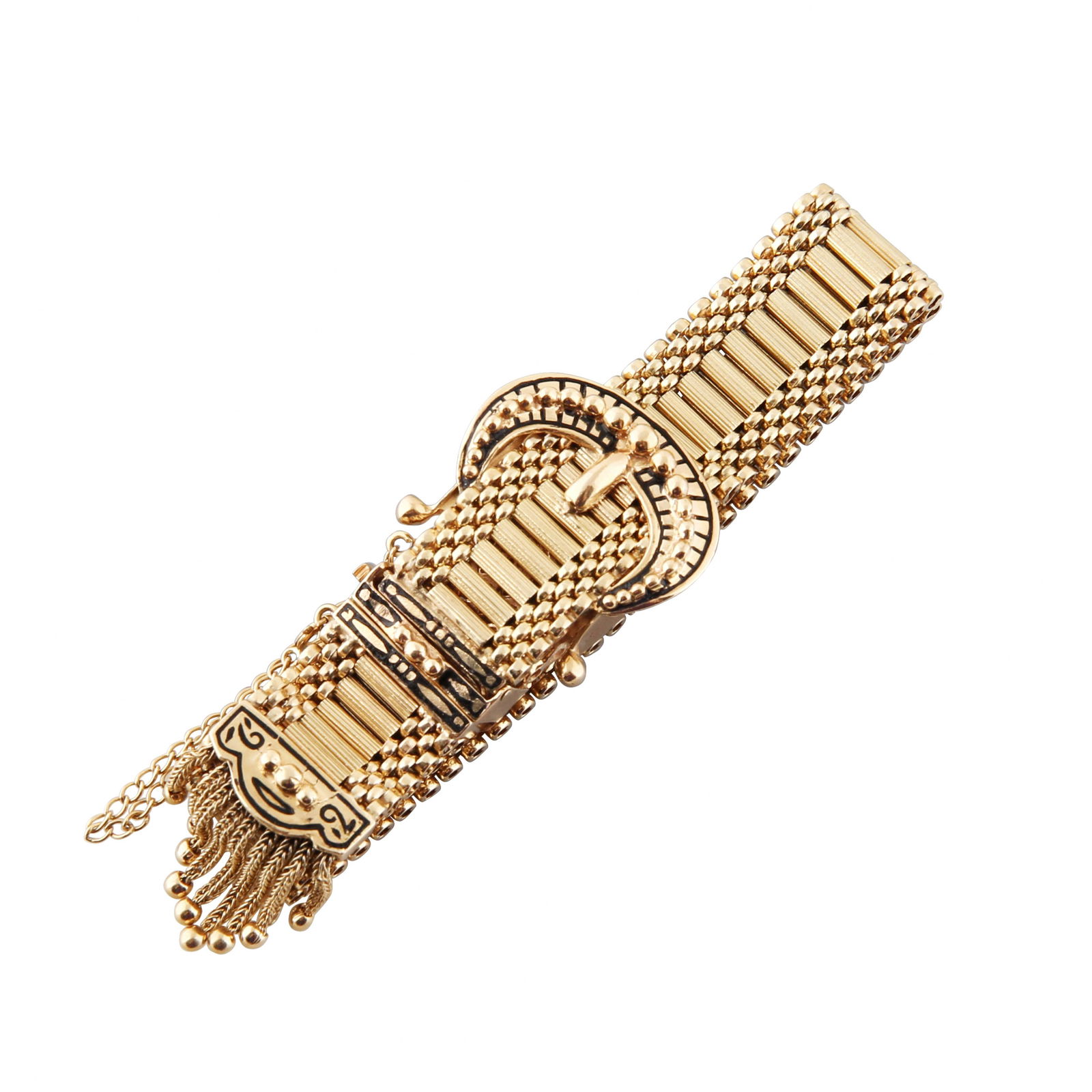 14KT GOLD BUCKLE BRACELET, CIRCA 1940s (1 of 3)
