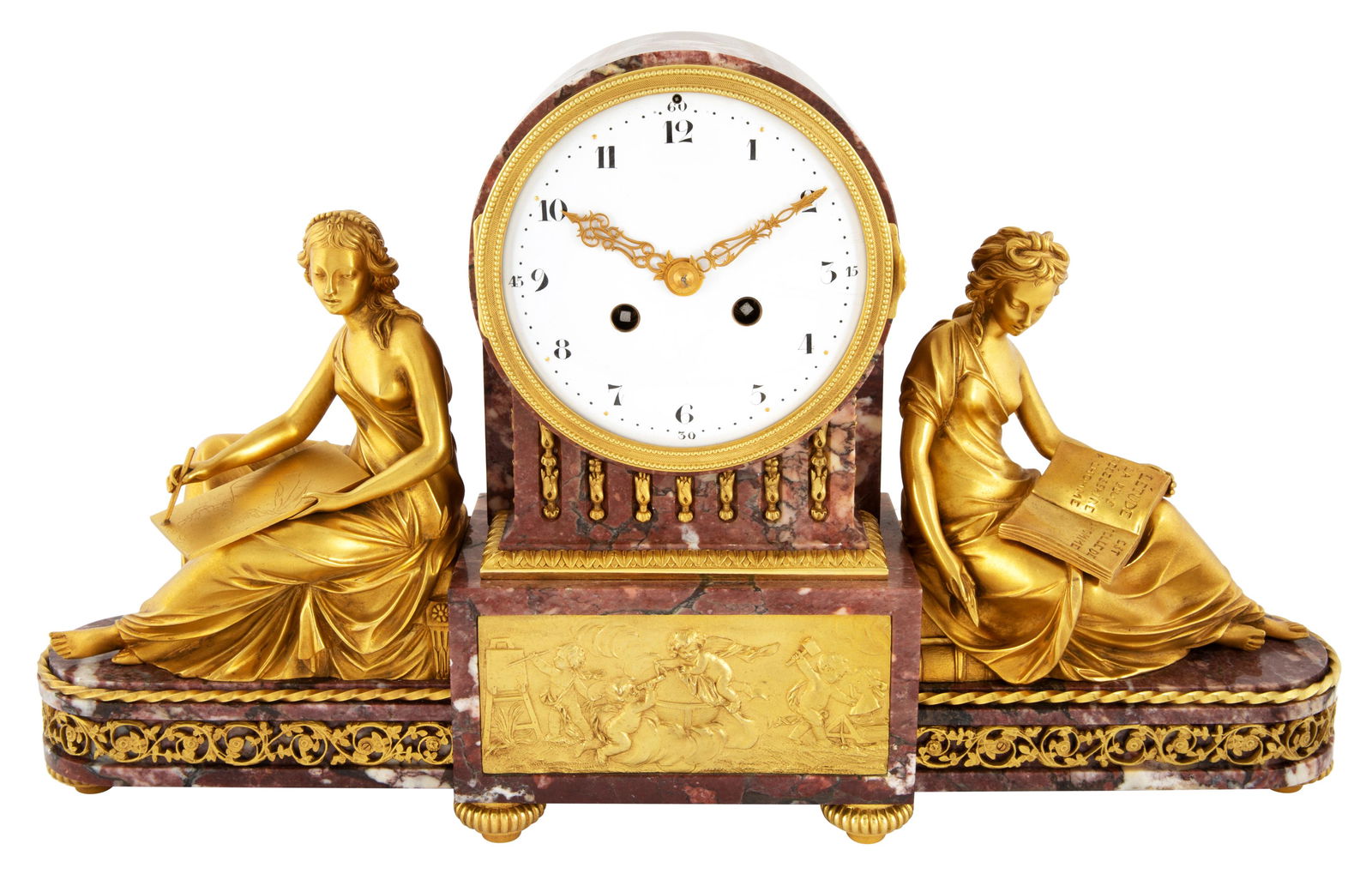 A FRENCH MARBLE AND ORMOLU-MOUNTED MANTEL CLOCK, C.H. (1 of 4)
