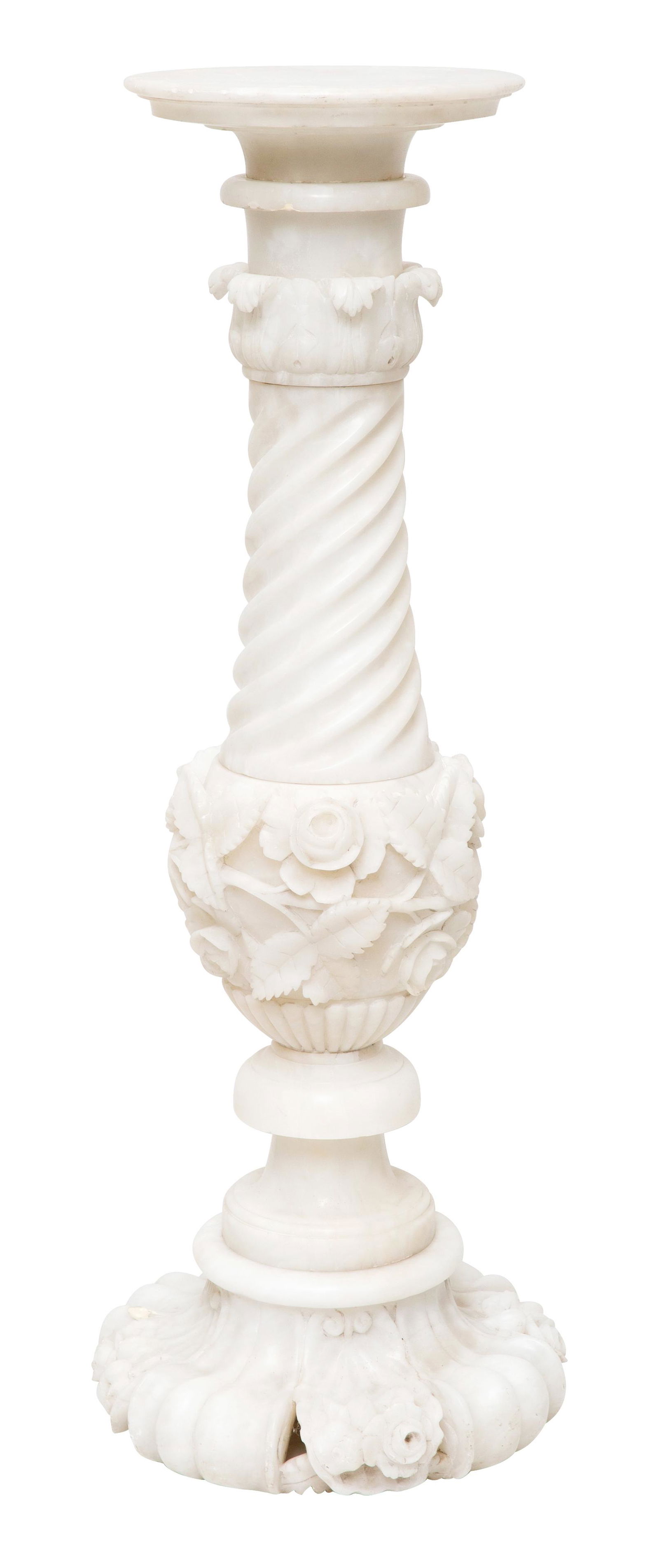 GADROONED ALABASTER PEDESTAL WITH FLOWERS (1 of 1)