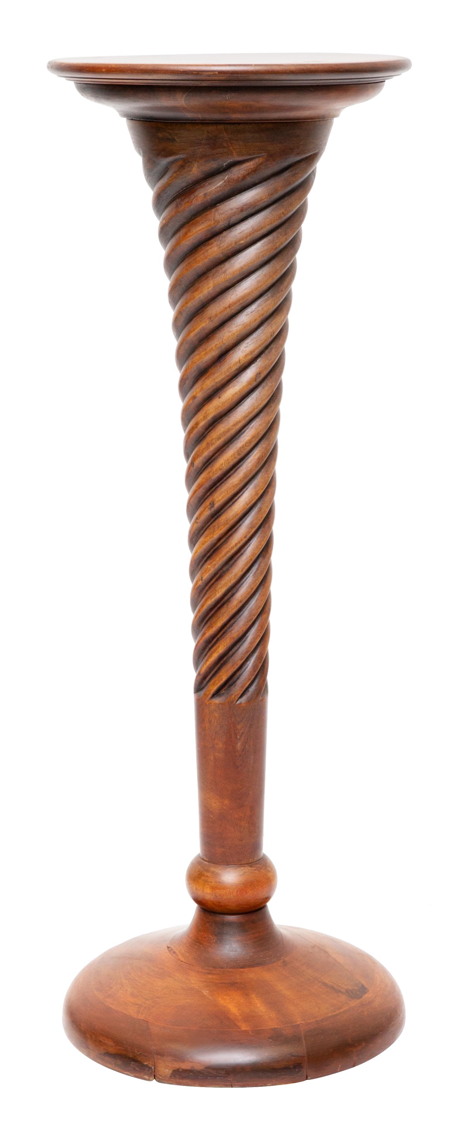 COLONIAL-REVIVAL STAINED HARDWOOD PEDESTAL, LATE 19TH (1 of 1)