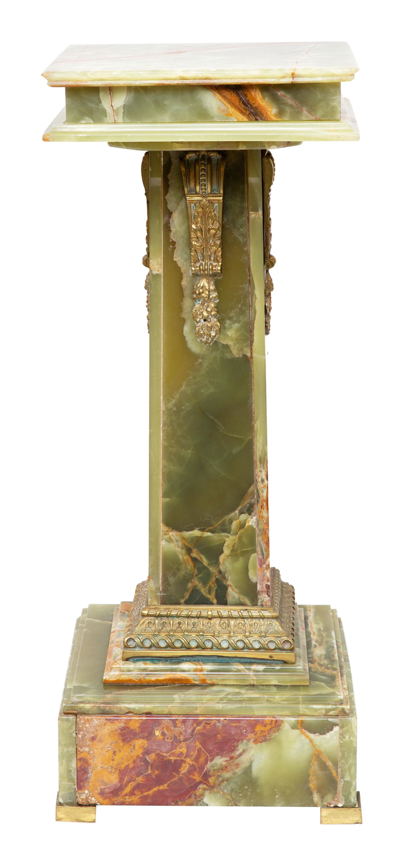 A FRENCH ORMOLU-MOUNTED ONYX PEDESTAL, 19TH CENTURY (1 of 2)