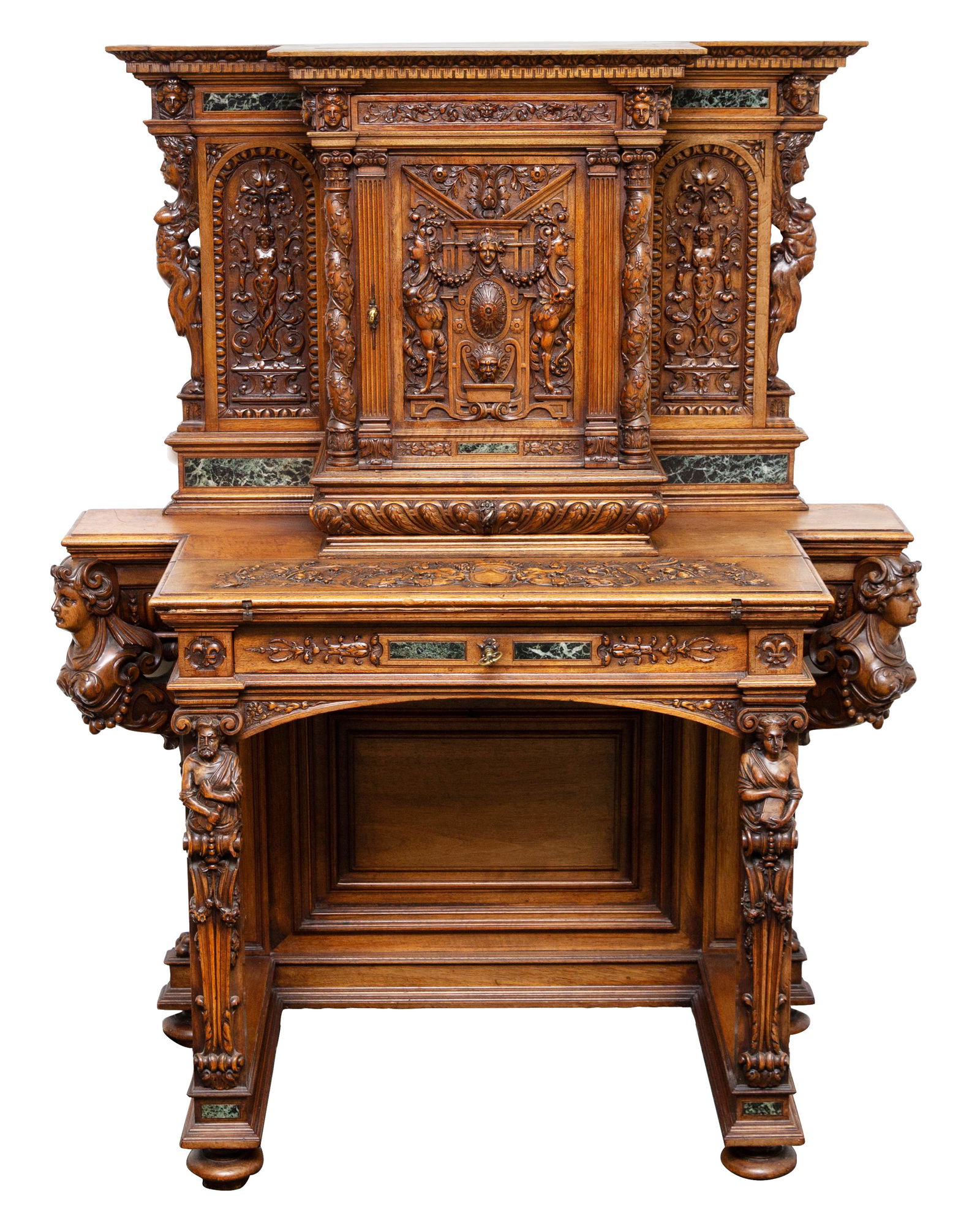 FRENCH RENAISSNACE-REVIVAL FIGURAL-CARVED WALNUT AND (1 of 5)