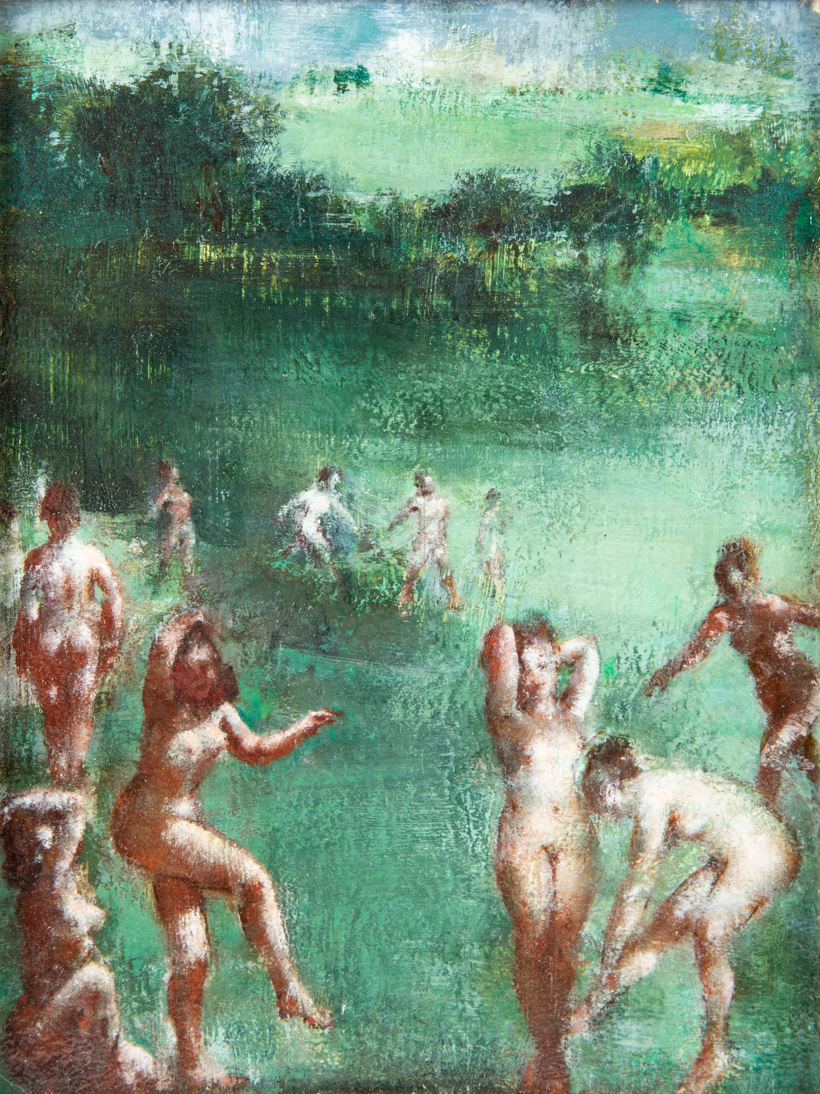 GRIGORY GLUCKMANN (RUSSIAN 1898-1973): GRIGORY GLUCKMANN (RUSSIAN 1898-1973) Sylvan Frolic oil on board 20.32 x 12.7 cm (8 x 5 in.) signed lower center; titled on a label on verso PROVENANCE O'Brien's Art Emporium, Scottsdale Shannon's